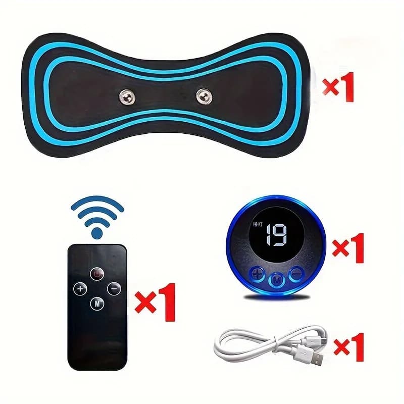 Set di massaggiatori muscolari elettrici, macchina per massaggio al collo EMS con 8 modalità e 19 livelli di intensità, strumento portatile per trattamenti vibranti