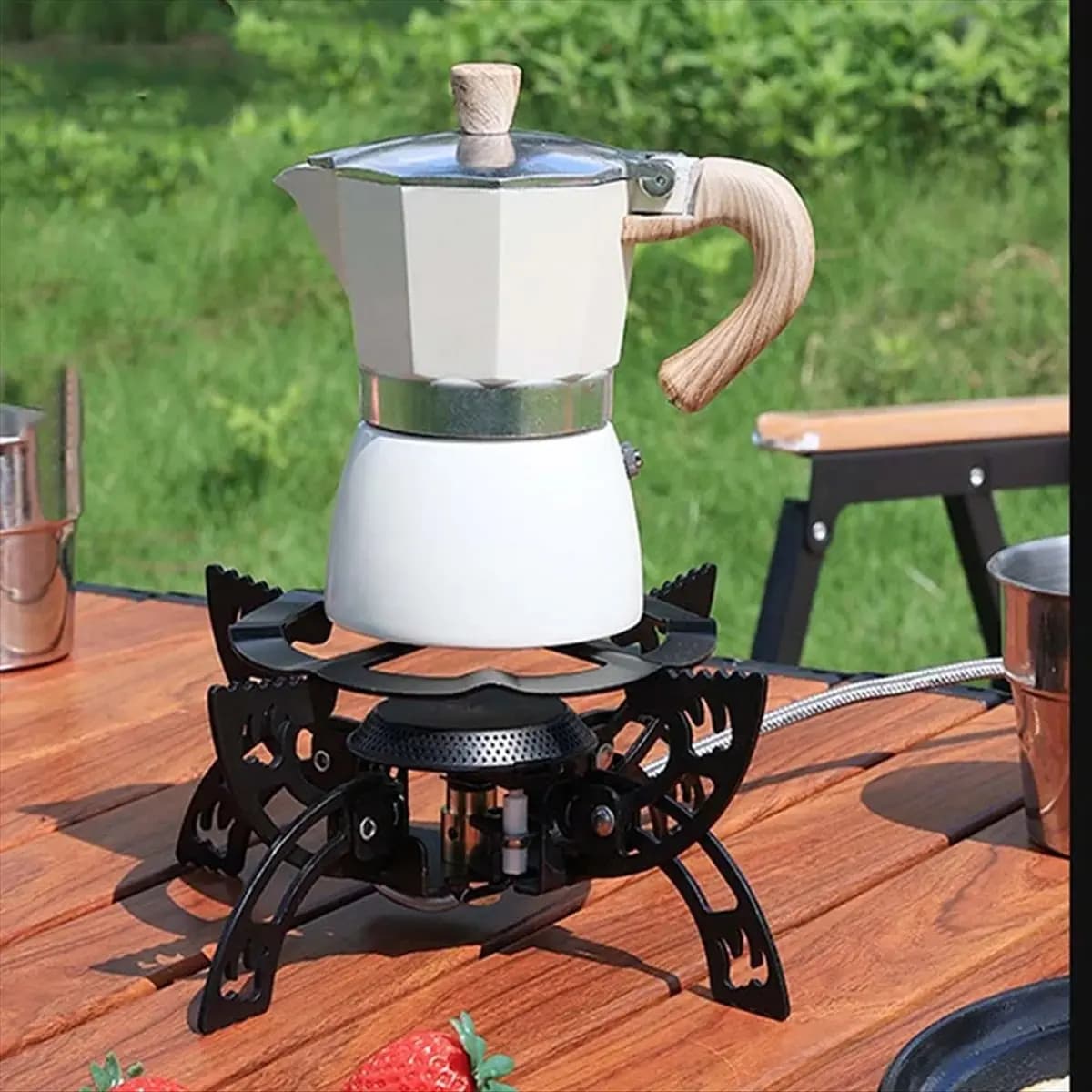 Portable camping stove, outdoor gas burner windproof, for tourists, portable compatible with barbecue, mini