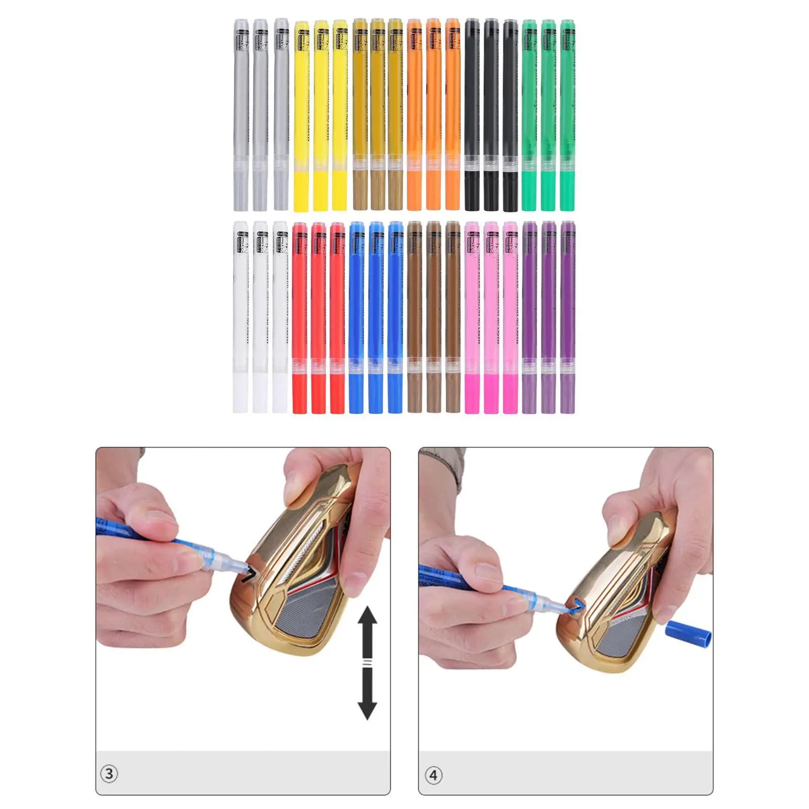 3x Golf Ball Liner Markers Pen Durable Planner Pens Strong Coverage Colorful Golf Club Pen for Training Practise Golfer Beginner