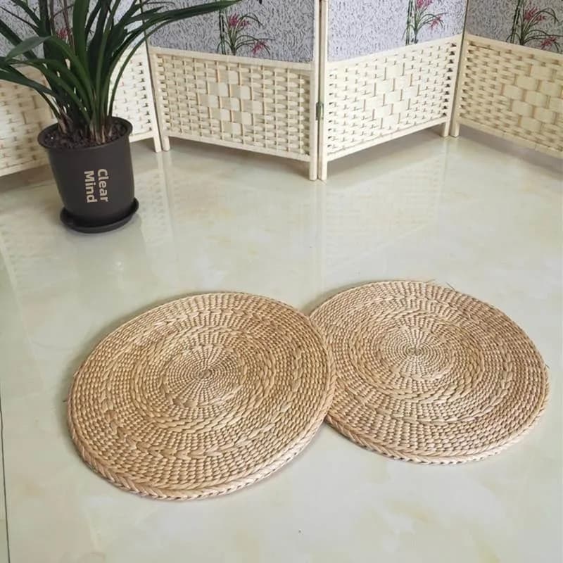 Japanese Style round Meditation Cushion Grass Woven Tea Ceremony Rice Straw Chair Pad Heat Insulation Mat Home Use