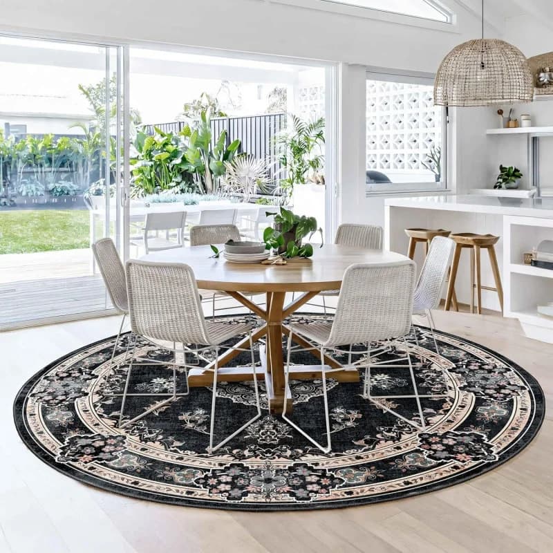 VIKAMA Bohemian Round Floor Mat - Dirt-Resistant And Durable For Living Room Carpet, Home Decoration, Dining Room Carpet