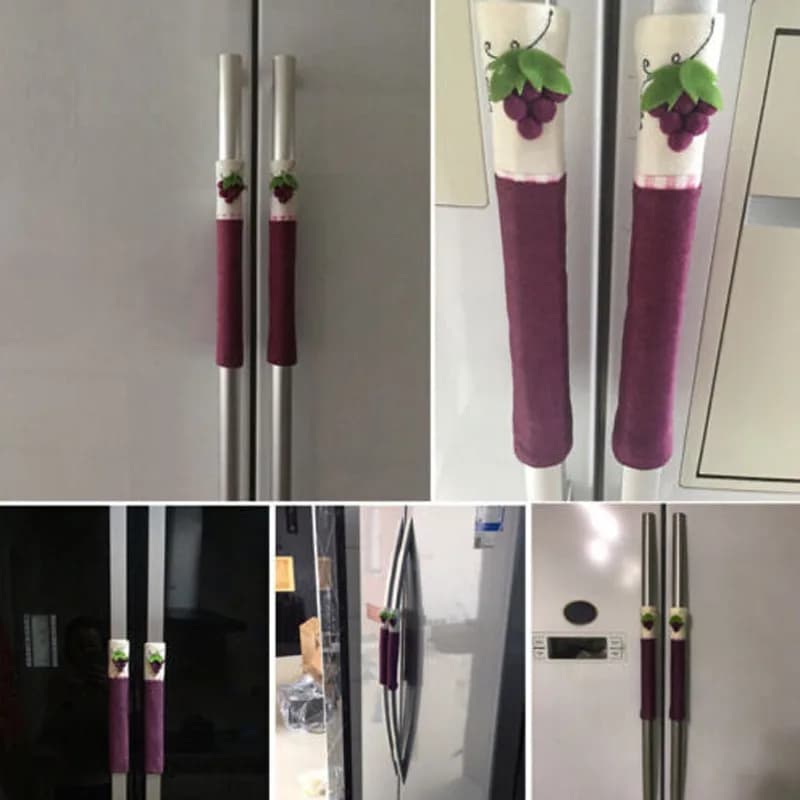 2 Pezzi Copri Maniglia Frigorifero, Protezione Antiscivolo per Maniglie di Elettrodomestici da Cucina, Guanti Protettivi per Frigo e Forno, Proteggi dalle Impronte Digitali