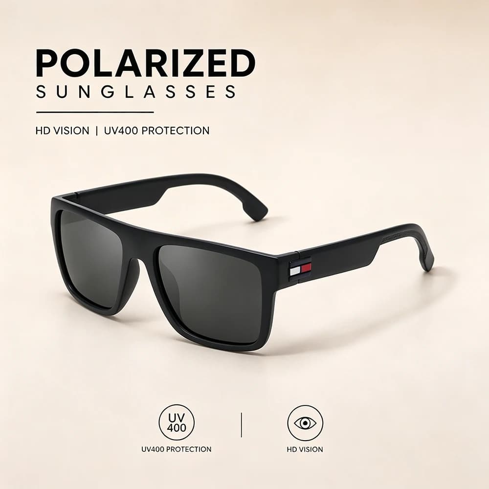 Occhiali da Sole Polarizzati Quadrati da Uomo UV400 Antiabbagliamento per Guida, Pesca, Ciclismo - Montatura Grande alla Moda per Esterni