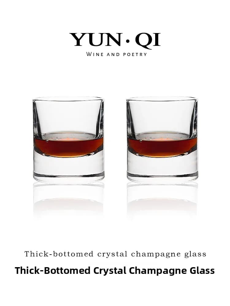 Yun Qi Crystal Whiskey Glass Thick Bottom Premium Liquor Cup Nordic Style Pure Color Glass Wine Glass for Fine Dining