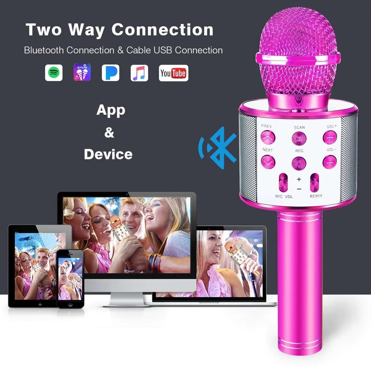 Microfono Karaoke Bluetooth con Altoparlante, Radio FM Regolabile, Microfono Wireless Portatile per Intrattenimento Familiare e Compleanni per Adolescenti