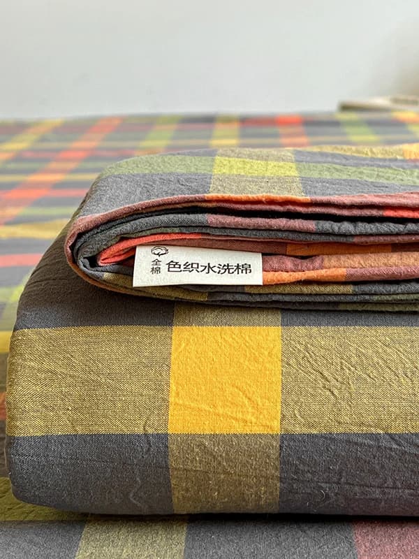 Lenzuolo in Puro Cotone Lavato con Motivo a Griglia Semplice, per Letto Singolo, Dormitorio Studentesco, Trapunta Estiva Leggera e Traspirante