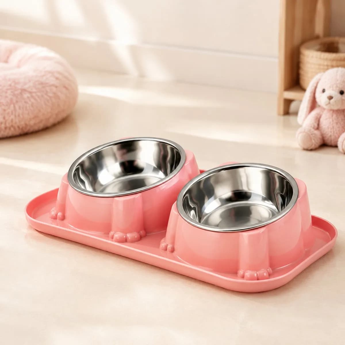 1-Piece Ant-Resistant Pet Bowl Anti-Overspill Non-Slip Feeding Water Bowl Suitable for Cats And Dogs Food And Drinking Tray