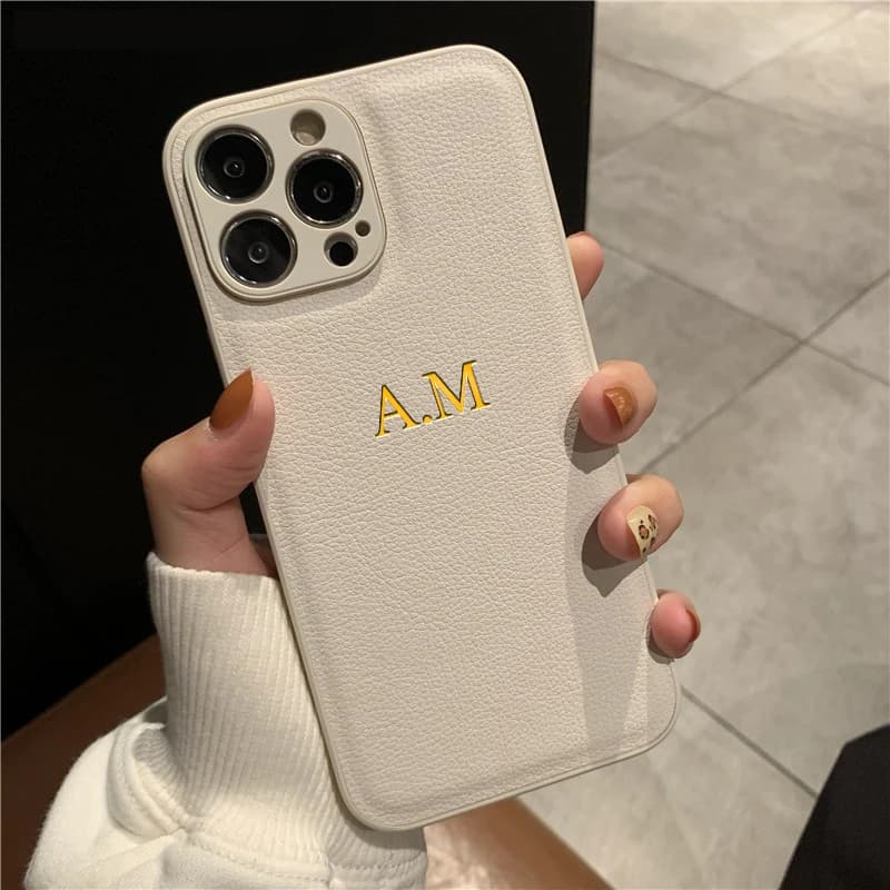 Custom Phone Case for iPhone 17 16 15 14 13 12 11 Pro Max Plus 17Air Luxury PU Leather Custom Initial Gift Case