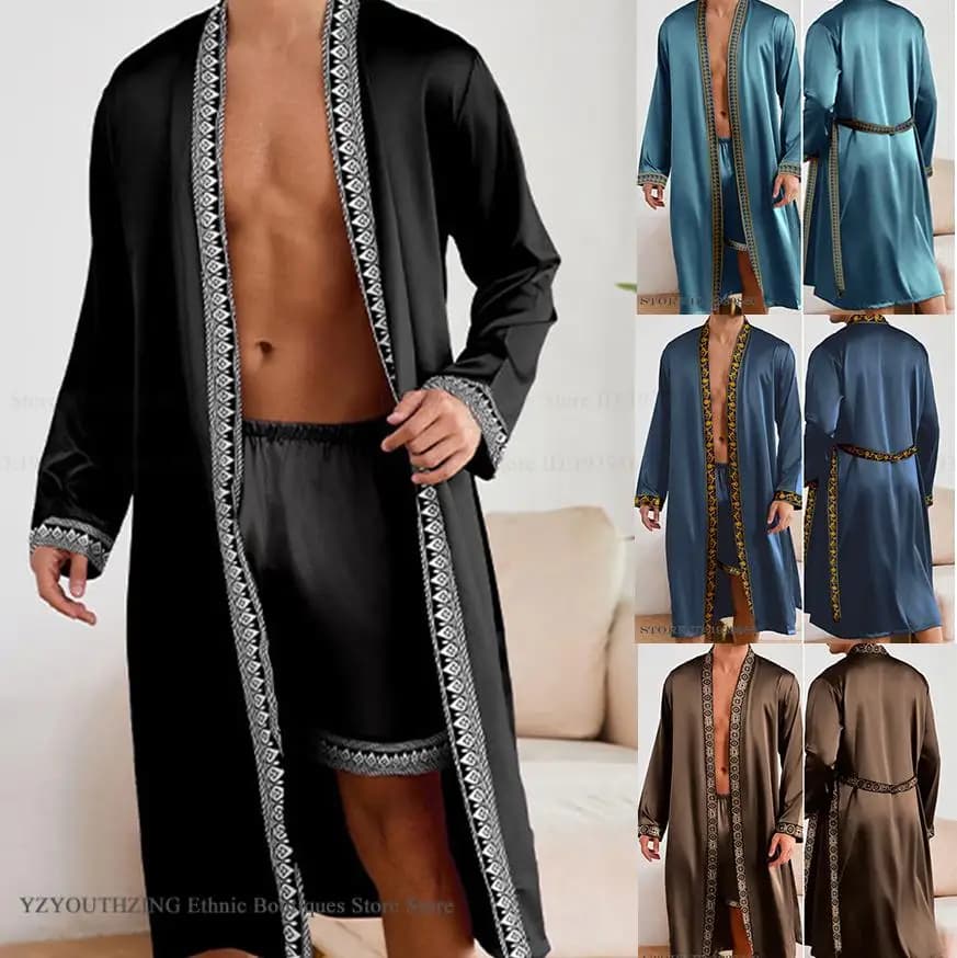 Pigiama lungo da uomo in stile barocco Kimono Accappatoio Abito Primavera Estate Indumenti da notte maschili Abbigliamento per la casa Rayon Pigiama da casa