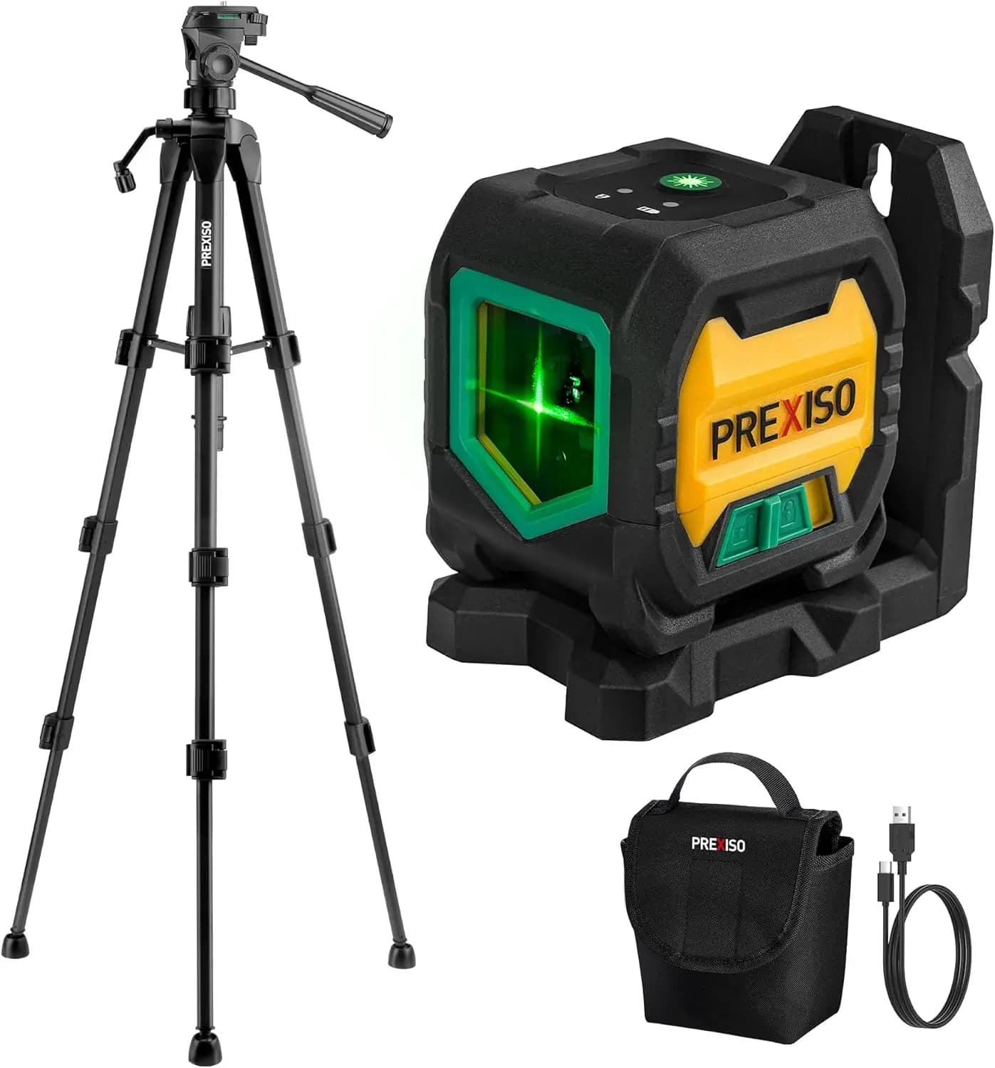Livella Laser a Linee Incrociate Verde con Treppiede, Autolivellante, Ricaricabile, Portata 20m per Ristrutturazioni e Lavori di Piastrellatura