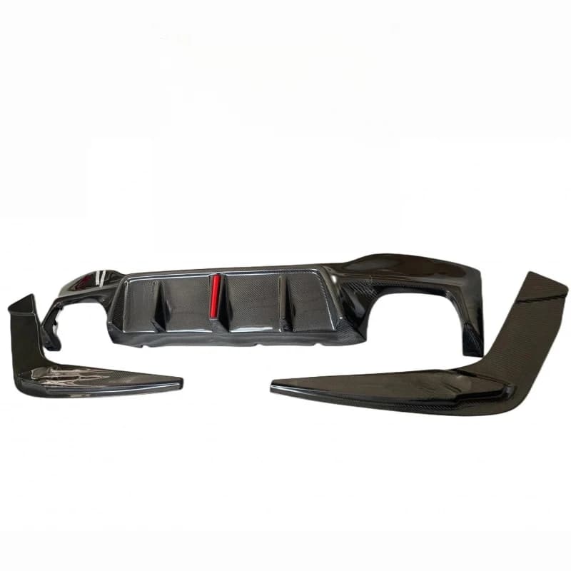 Premium 3D Style Carbon Fiber Rear Bumper Diffuser Lip With LED Light, Exterior Sport Tuning Auto Modification Accessories