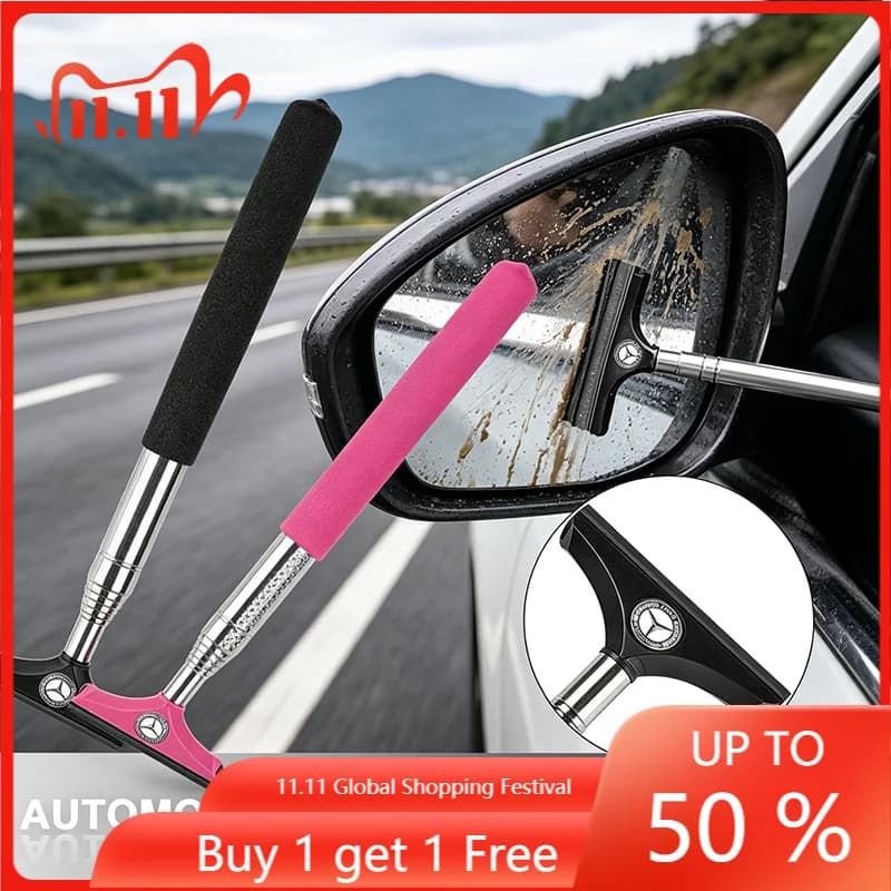 Car Rearview Mirror Wiper Retractable Handheld Cleaning Brush Stickers For Mercedes Benz A300 A200 CLK CLA A180 E220 A300 S300