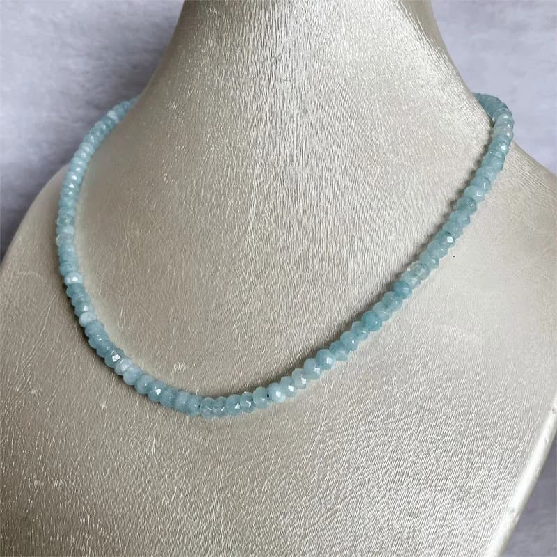 4*6MM multifaceted aquamarine necklace power natural stone jewelry dance health care protection precious stones healing Yoga 40/45/50/55CM