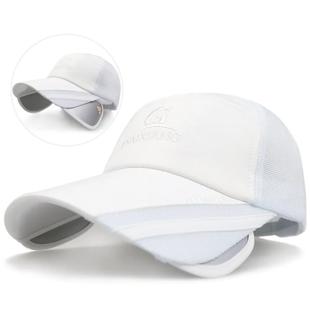 Cappello con visiera larga in rete traspirante ed elasticizzata, protezione UV, visiera lunga ad asciugatura rapida, cappellino da baseball leggero e impermeabile