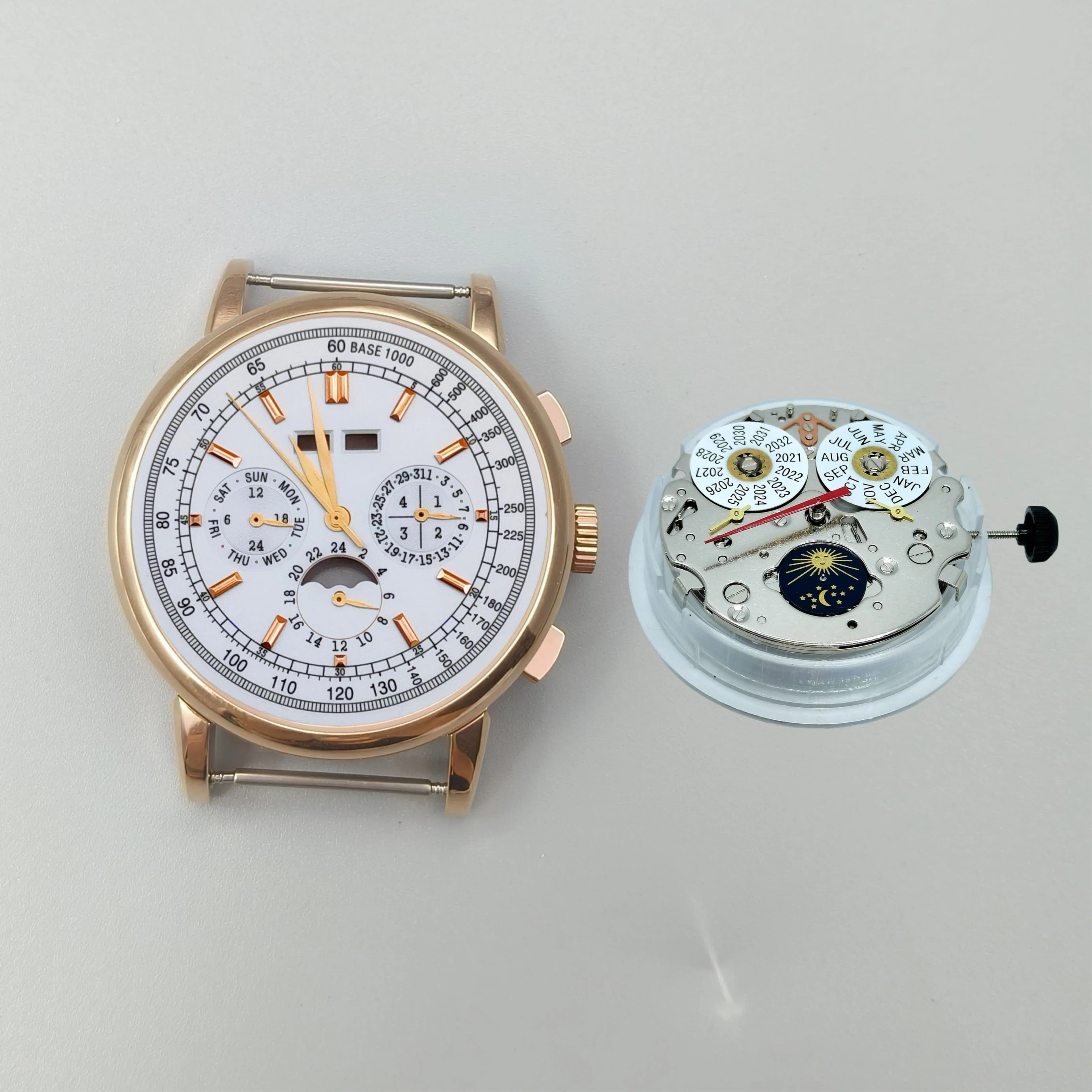 Cassa per orologio da uomo da 42 mm con fasi lunari ST1655, calendario annuale e movimento meccanico automatico mensile