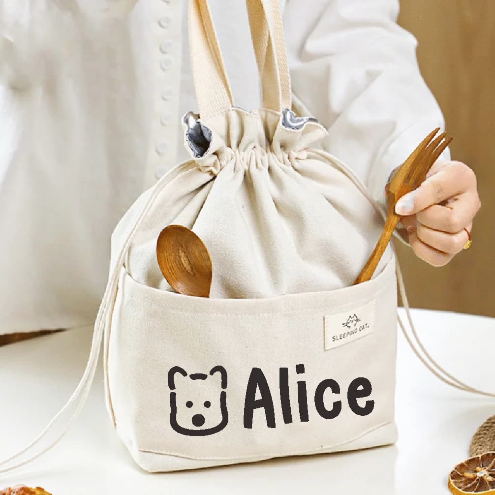 Borsa isolante per portapranzo con nome personalizzato, borsa per pranzo per studenti, borsa per riso, regalo di compleanno per bambini, borsa anti-perdita