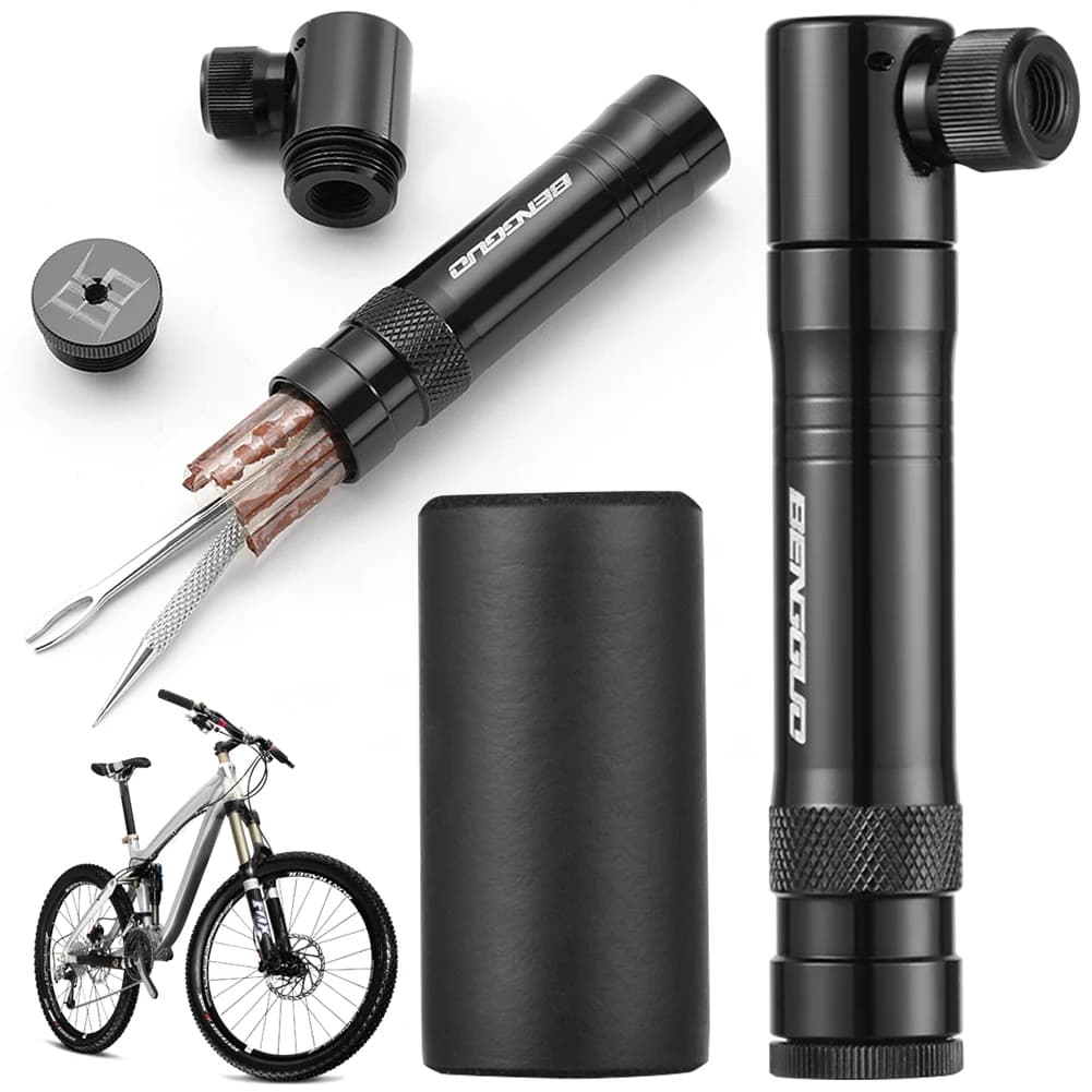 Gonfiatore CO2 per bici con kit di riparazione pneumatici tubeless Valvola Schrader e Presta Pompa per bicicletta CO2 Gonfiatore per pneumatici Parti in lega di alluminio