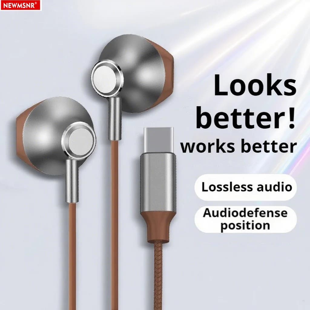 Cuffie con controllo cablato per bassi surround in metallo 9D tipo C da 3,5 mm con auricolari con microfono HD per iPhone15/16 per auricolari Samsung