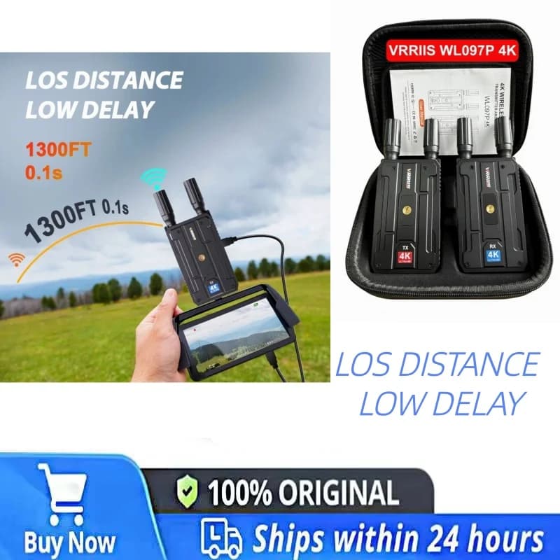 VRRIIS WL097P 4K Wireless HDMI Extender Audio Video Transmitter and Receiver 400m Suprt Battery DSLR Camera Laptop To TV Monitor