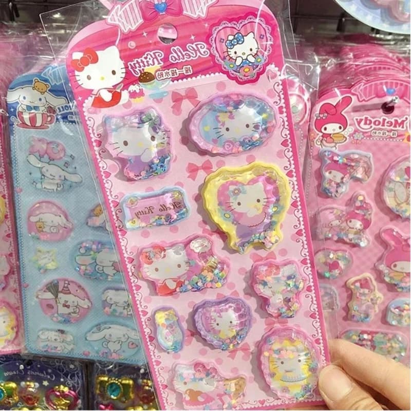 5 Pezzi Adesivi 3D Kawaii Sanrio con Effetto Scuotibile, Kuromi My Melody, per Quaderni, Album, Diari, Fai da Te, Cancelleria Scolastica, Giocattoli per Bambini