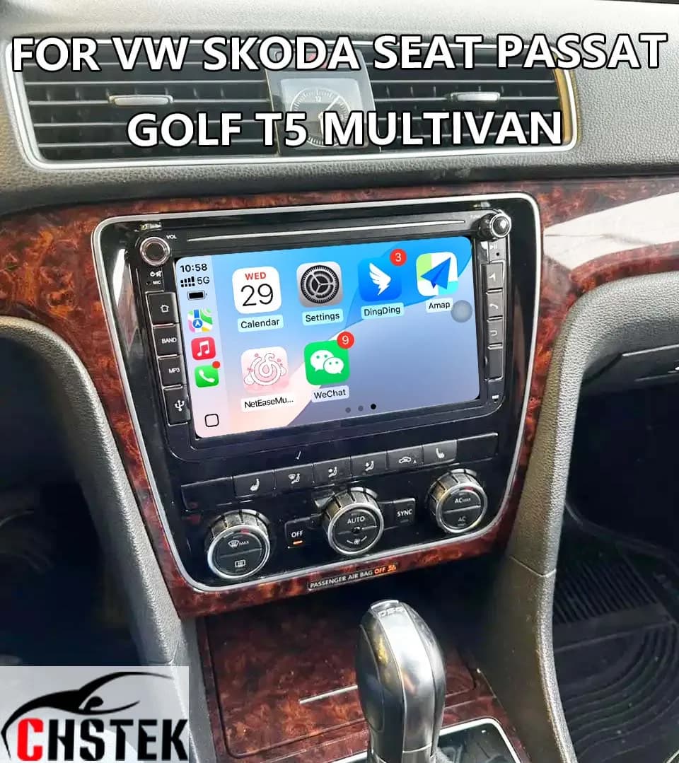 Car Radio Bluetooth For VW T5 Multivan Golf Polo Passat B6 7 Transporter Fapid Skoda Seat Wireless Carplay 4G Android GPS WIFI