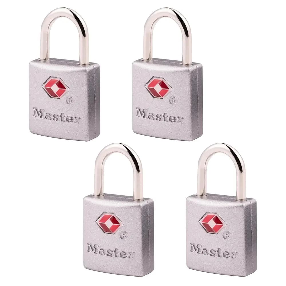 Lucchetti TSA in ottone per bagagli con chiave, lucchetto a combinazione approvato TSA per zaini, valigie e bagagli, lucchetto per cerniere, confezione da 4