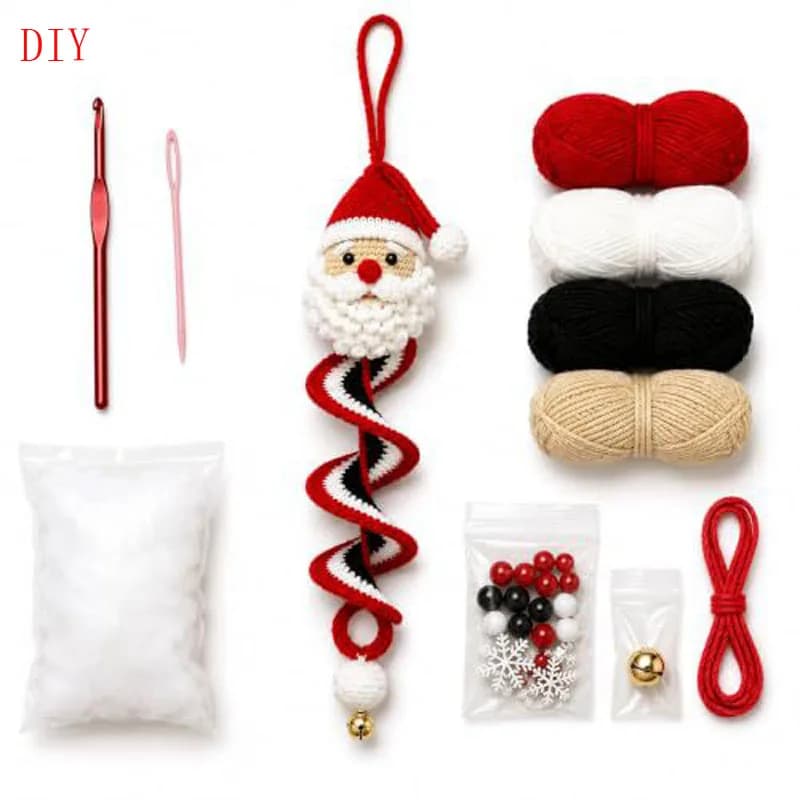Crochet Snowman Spiral Ornament DIY Christmas Santa Claus Snowman Christmas Tree Needle and Thread Material Pack Christmas Gift