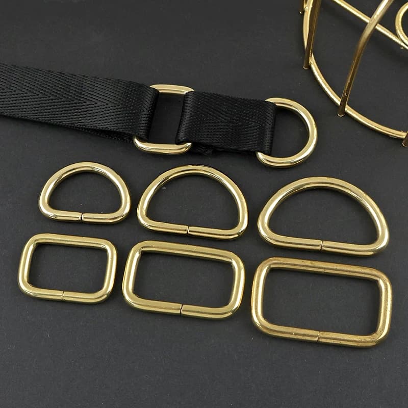 10Pcs 10-38mm Solid Brass Slider Buckles Handbag Strap O D Rings Dog Leash Adjuster Connect Clasp DIY Hardware Accessories