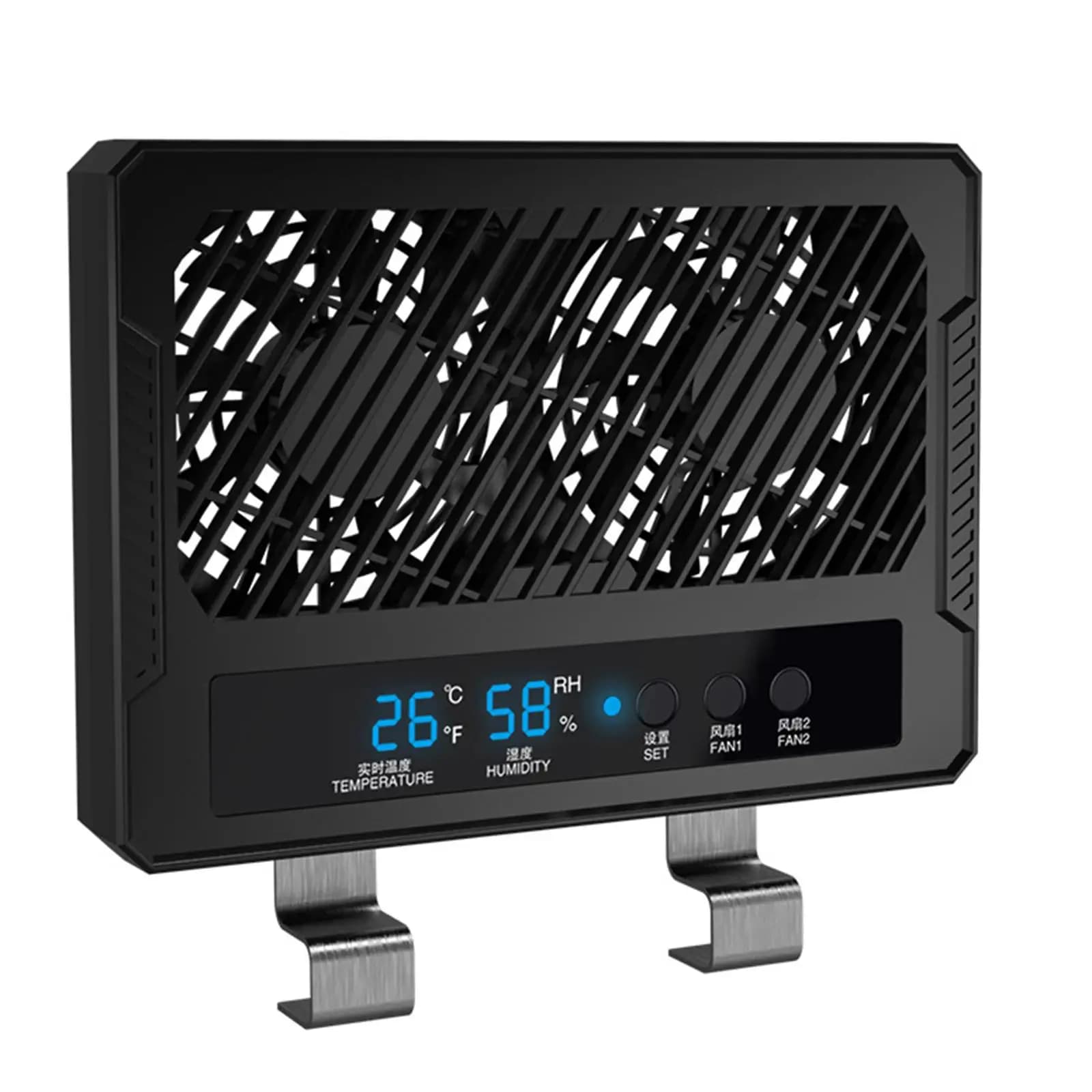 Ventilatore per Terrario con Termometro e Igrometro, Design Compatto in Plastica per un Controllo Ottimale della Clima del Terrario