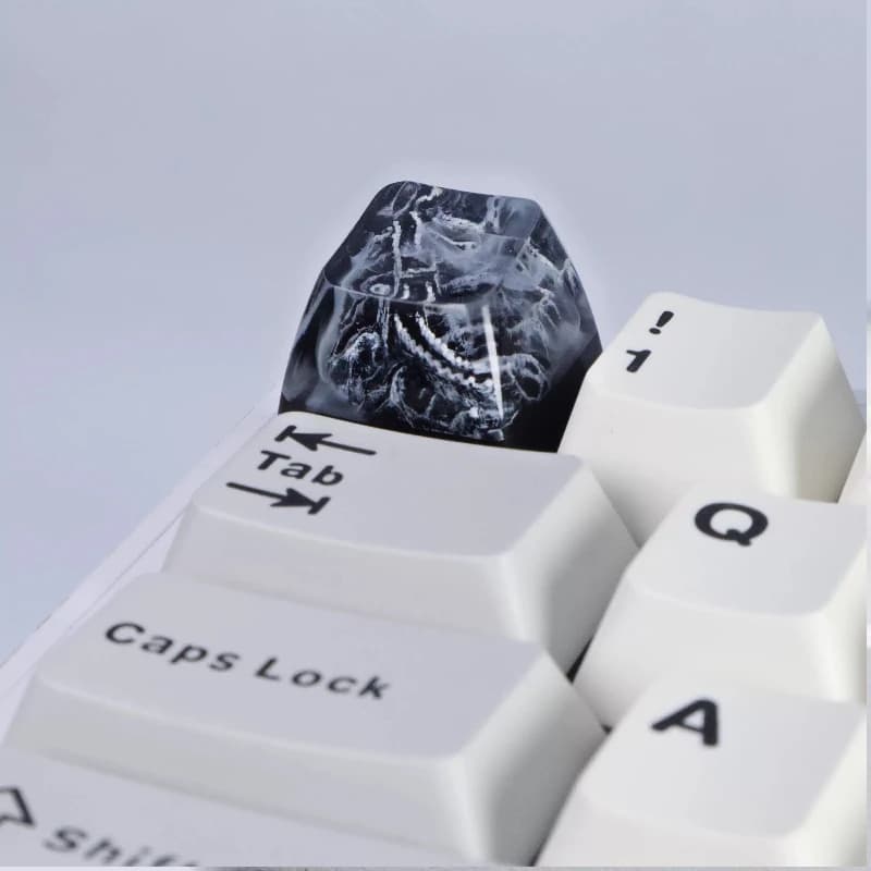 Keycap personalizzati in resina epossidica con motivo a inchiostro a olio (Wash Wind) della Grande Muraglia Cinese per tastiere meccaniche, keycap artigianali traslucidi fai-da-te