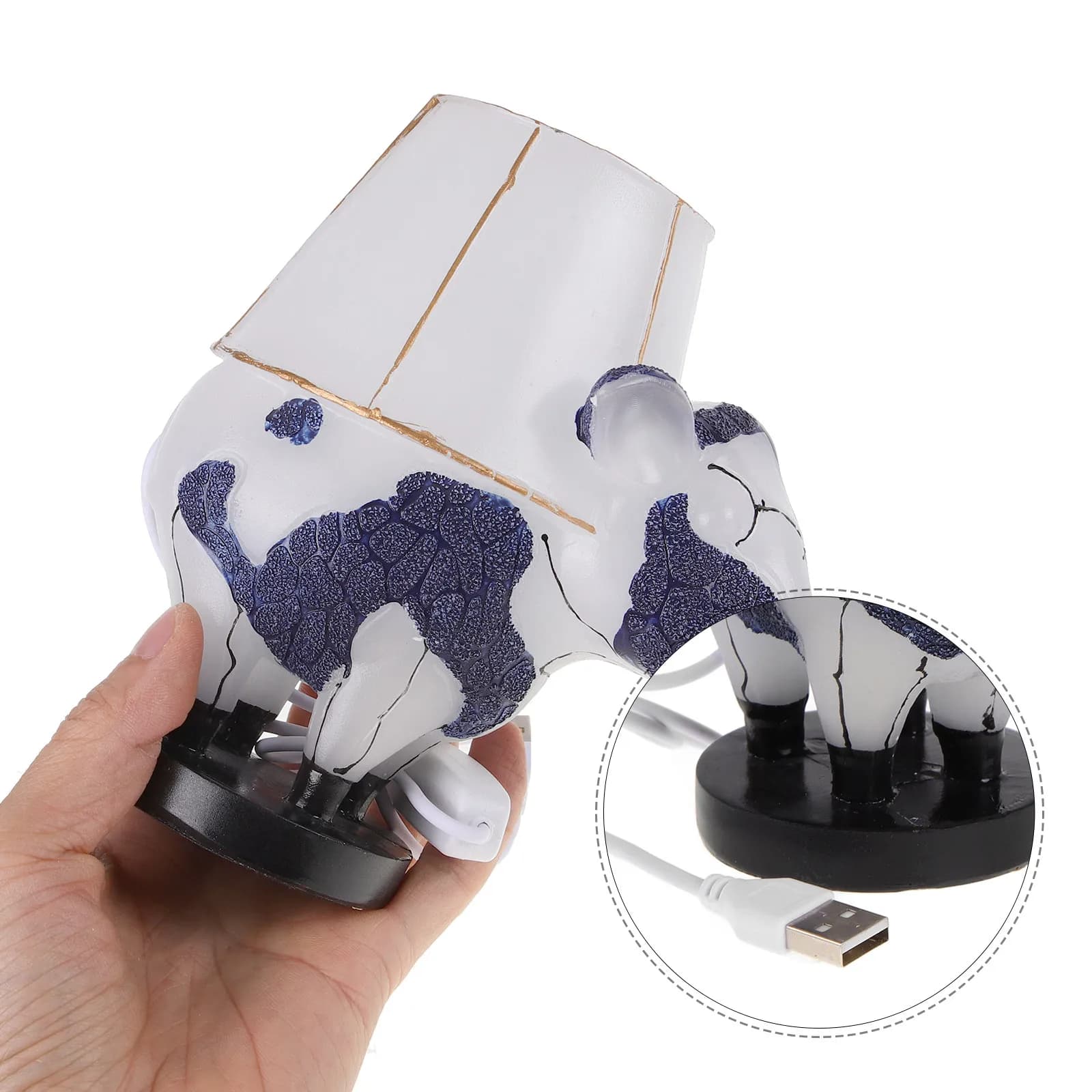 Lampada da Tavolo Unica a Forma di Mucca, Moderna Luce Decorativa in Resina per Soggiorno, Camera da Letto, Cameretta, Lampada d'Ambiente Creativa per la Casa