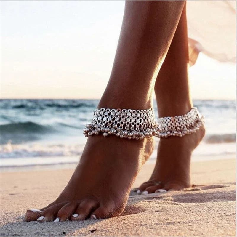 Nuovo vintage multistrato campane braccialetto alla caviglia gioielli per piedi Boho Summer Beach sandali a piedi nudi ciondoli cavigliera accessori donna