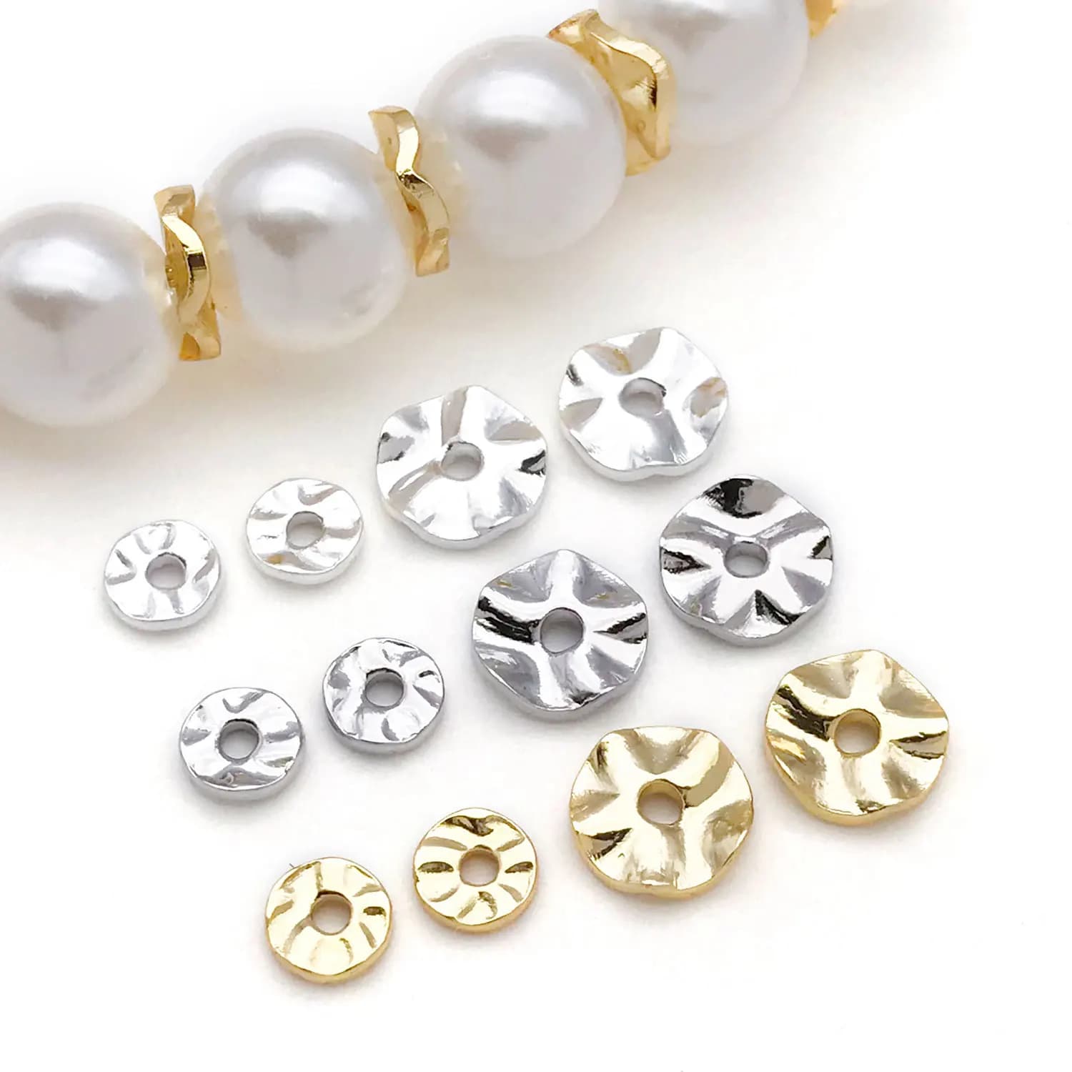 20 pieces of 18k gold plated brass spacer beads, corrugated separator for diy bracelets, necklaces, earrings, jewelry creation accessories