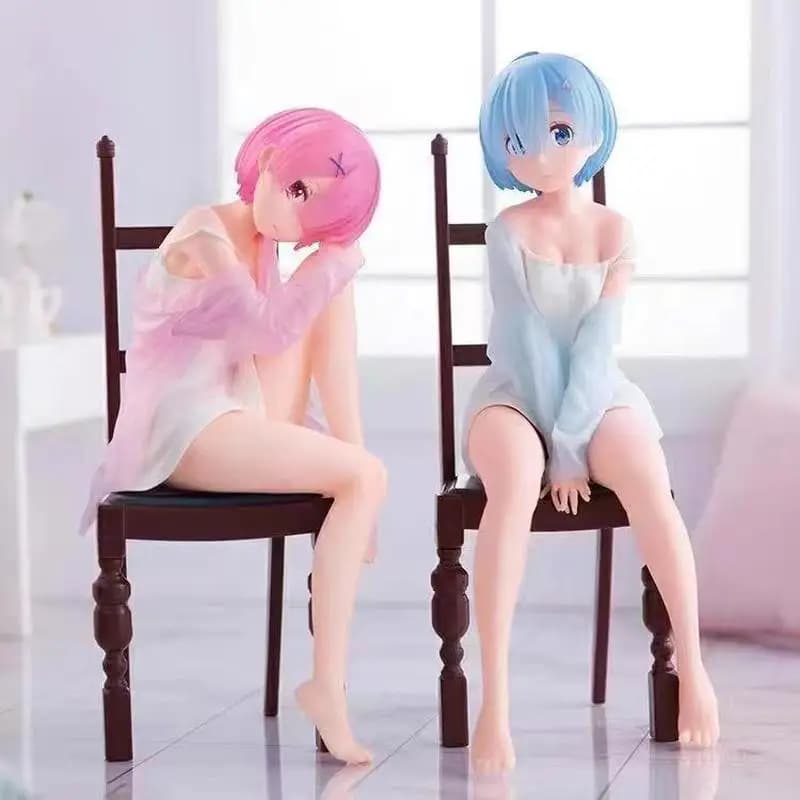 Anime Rem Pajamas Sitting On Chair Action Figure Desktop Decoration Collectible Model Toys Holiday Surprise Gift For Friend