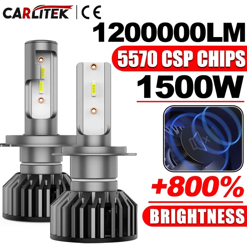 CARLitek H7 H4 LED CANBUS Lampadina per Fari Auto 1500W 6000K HB3 HB4 9005 9006 H1 H8 H9 H11 Luci Fendinebbia Canbus EMC 6000K Bianco Turbo