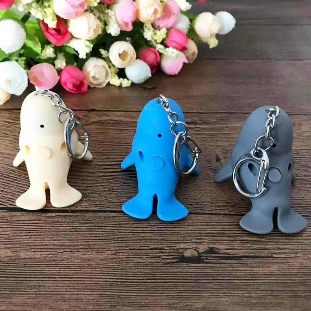 Mini Torcia a Forma di Leone Marino Cartoon, Portachiavi Luminoso a LED