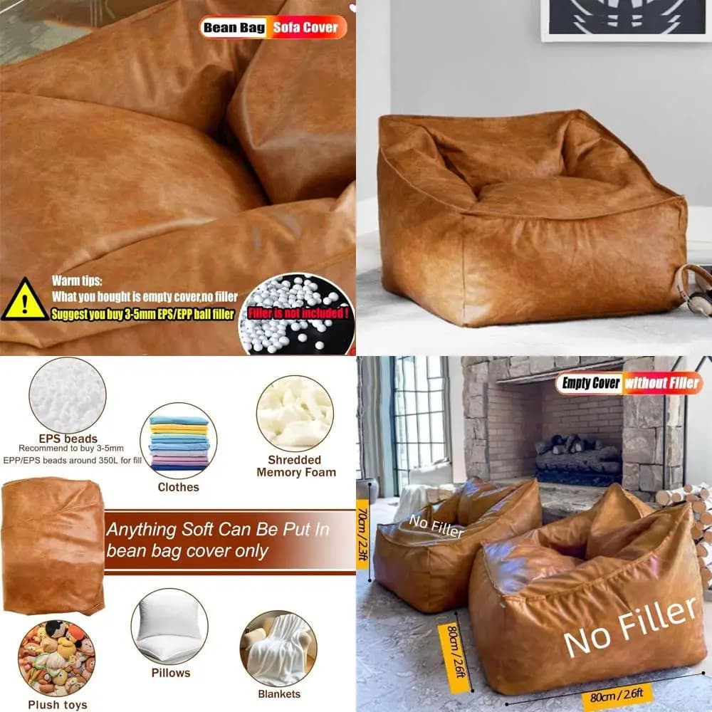 Cover for ottomans in Brown Leatherette, Pigra Armchair for Adults, Seating Area