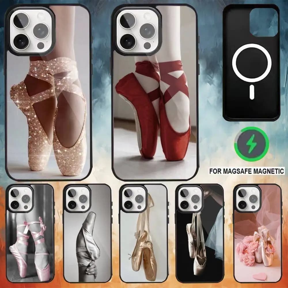 Balletto Ballerina Scarpe da ballo Custodia per telefono per iPhone 17 16 15 14 13 12 Pro Max Plus per Magsafe Specchio Copertura magnetica wireless