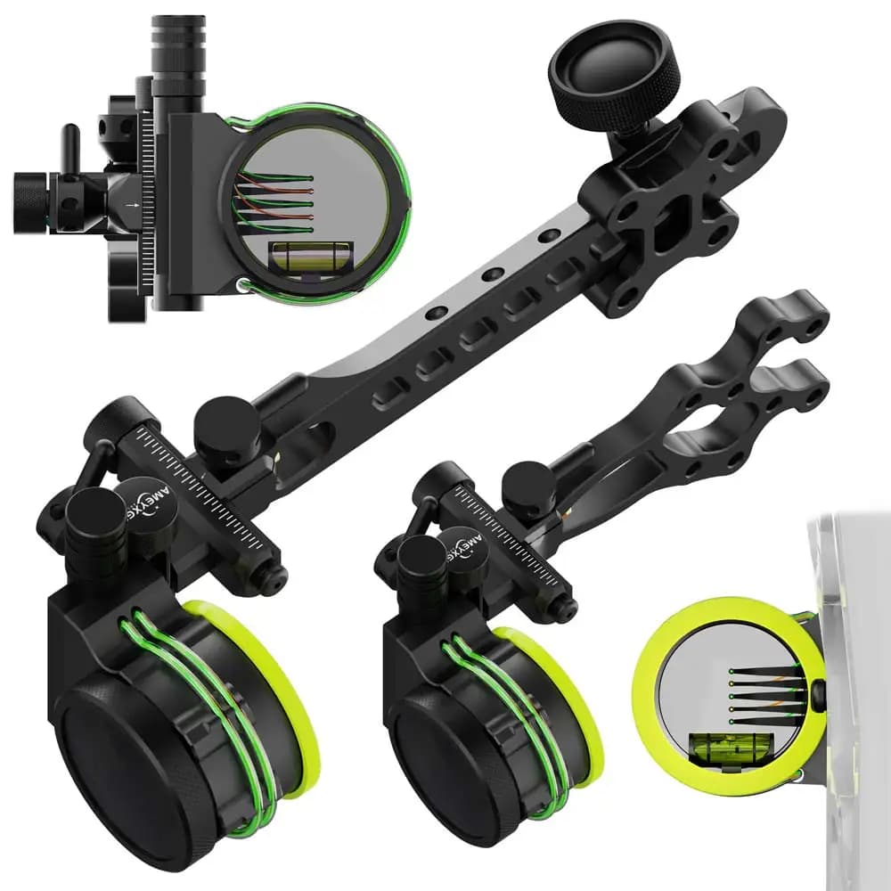 Mirino per Arco Compound AMES2 5 Pin 4X 6X 8X con Lente Lavorata CNC, per Mano Sinistra/Destra, per Tiro con l'Arco, Caccia, Tiro al Bersaglio, Pratica di Tiro