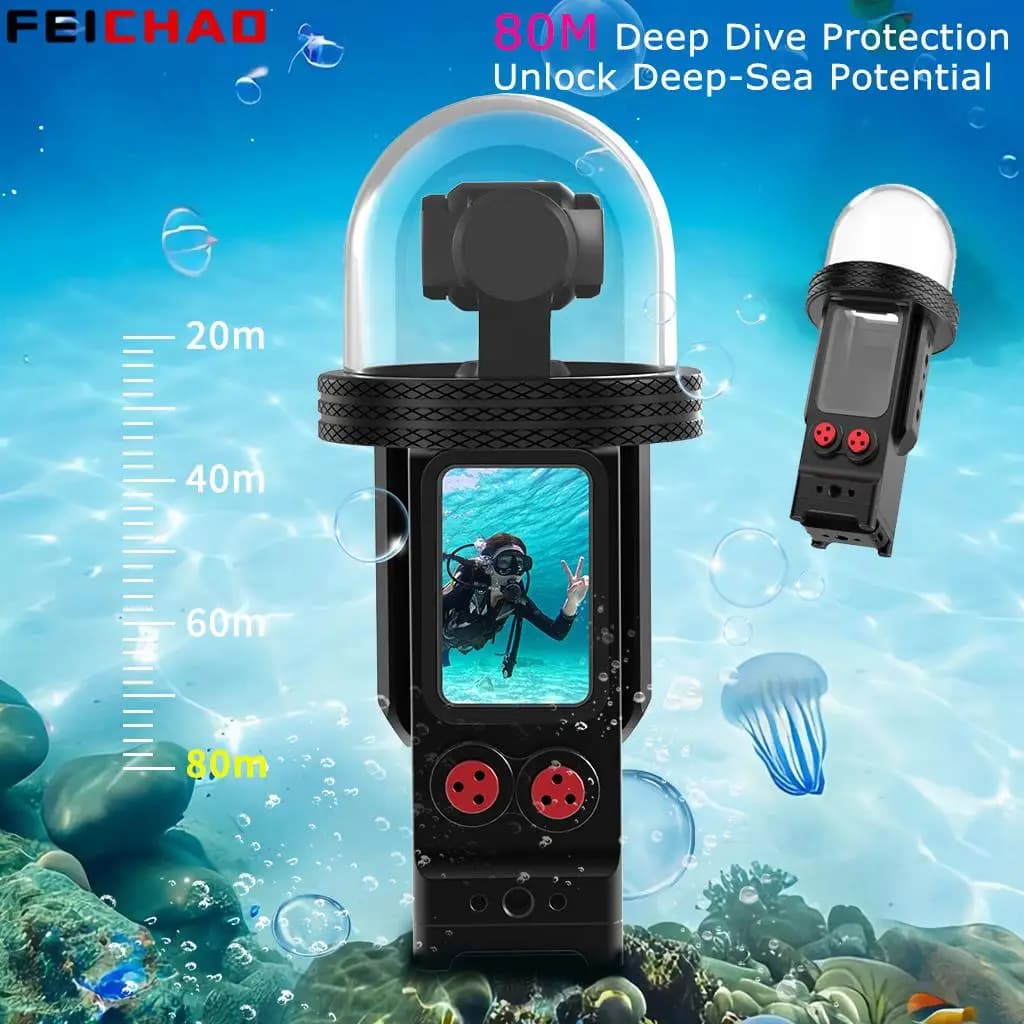 Custodia impermeabile da 80M Armatura in alluminio per fotocamera DJI Osmo Pocket 3 Custodia per immersione subacquea Supporto per treppiede magnetico a sgancio rapido