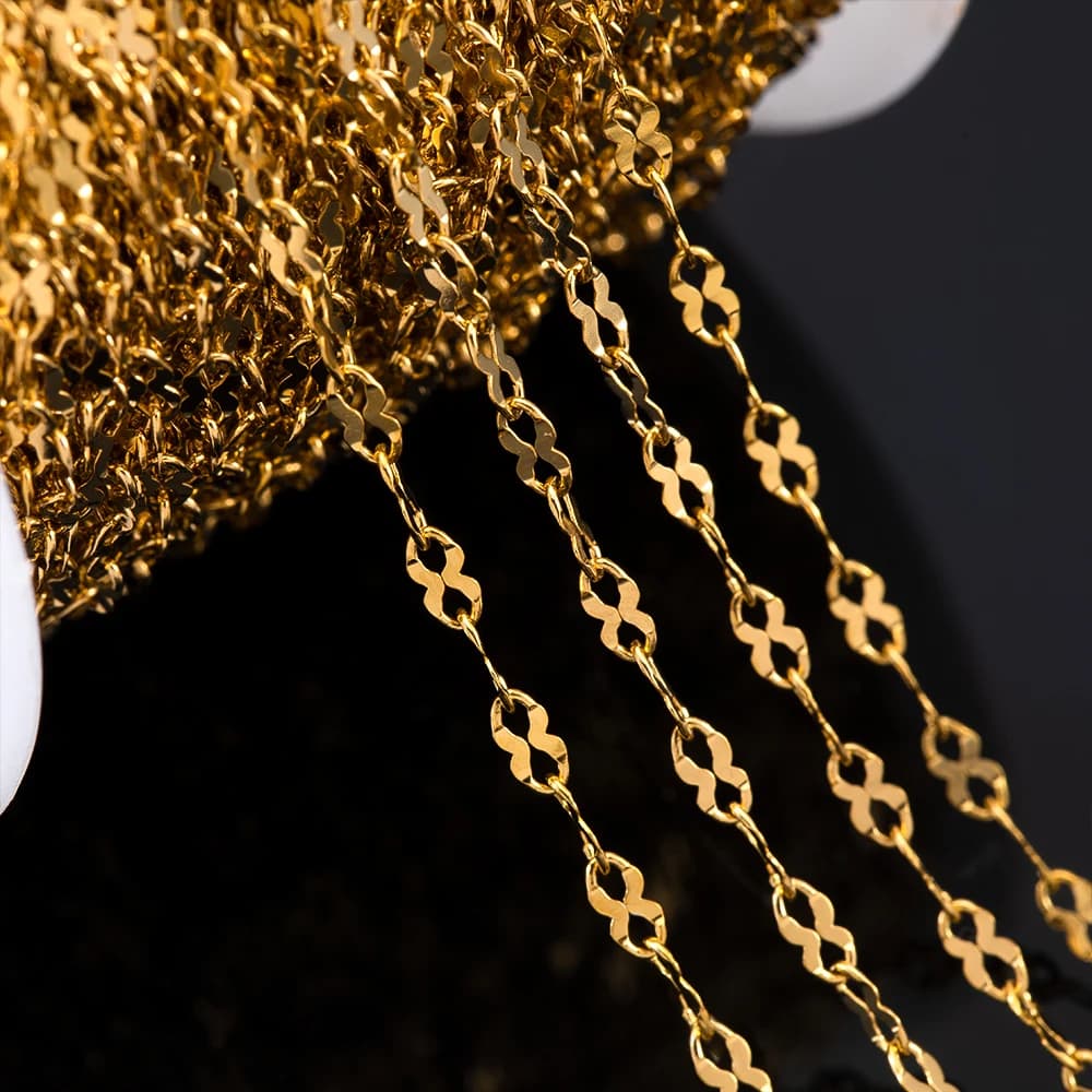 1 Meter Stainless Steel Figure 8 Cross Gourd Shape Flat Chain for DIY Necklace Bracelet Jewelry Making Accessories