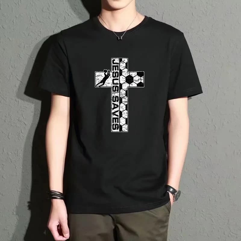 Men's Black Round-Neck Short-Sleeved T-Shirt, Personalized Printed Loose Top, Everyday Casual Street Style, Comfortable, Breathable and Versatile, a Must-Have for Trendy and Fashionable Youth