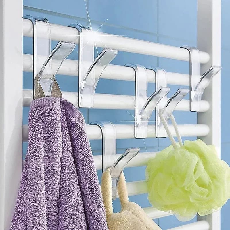 Ganci appendiabiti per cucina e bagno, portaoggetti bianchi trasparenti, ganci appendiabiti per scaldasalviette, portaoggetti per sciarpe e vestiti