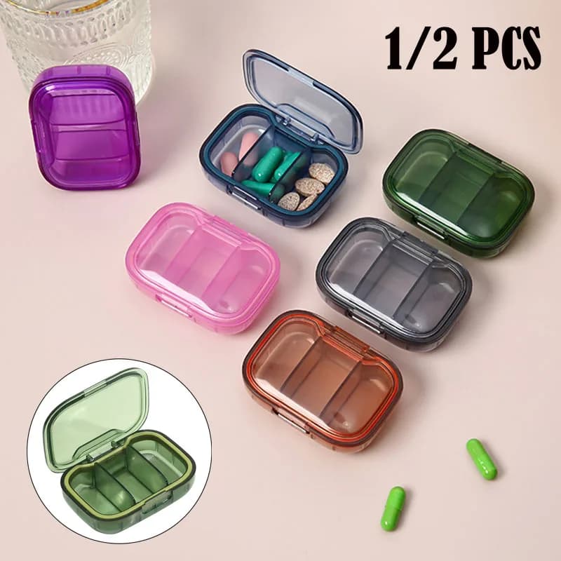 1/2 Pieces Mini Wallet Container for Medicine Dispenser for Pills Organizer of Vitamins Portable Box for Tablets