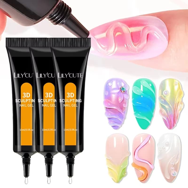 LILYCUTE Gel Scultoreo 15ML per Modellazione 3D, Intaglio Fiori, Manicure, Gel Impermeabile per Scultura, Semipermanente UV Soak Off