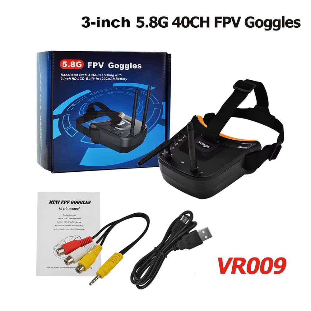 VR009 Occhiali video FPV Schermo LCD da 3 pollici 480 * 320 Integrato 5.8GHz 40CH Doppi antenne Batteria incorporata per droni RC Quadcopter