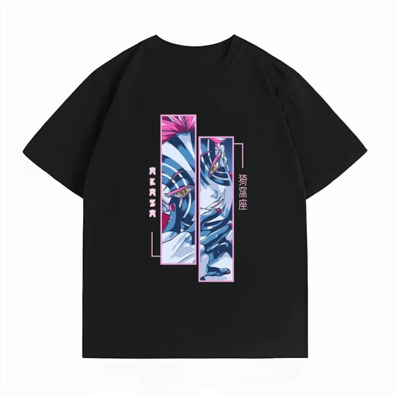 T-shirt da uomo in cotone 100% Bandai Demon Slayer Akaza, nuova collezione estiva, maglietta casual a maniche corte con stampa anime