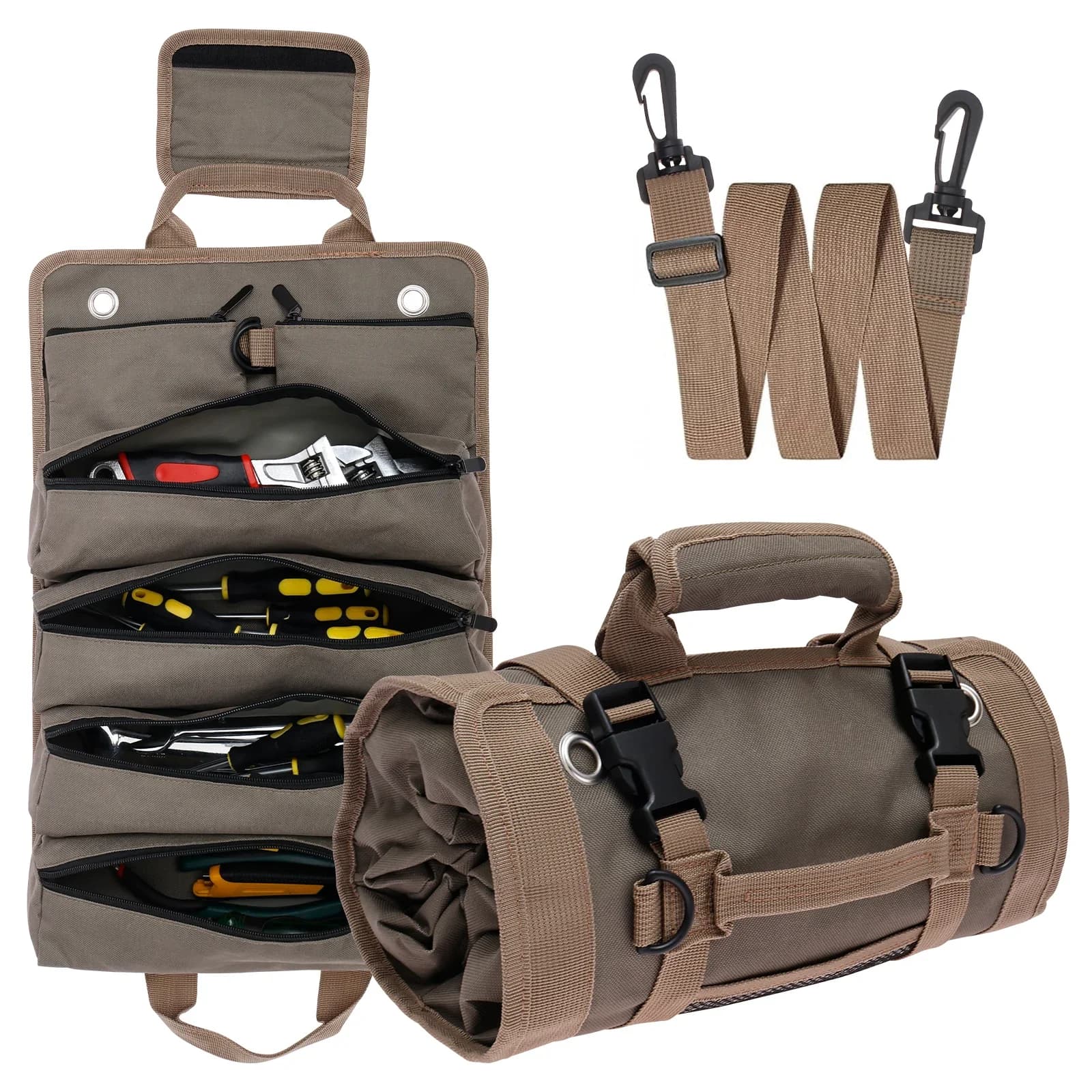 Roll Up Tool Bag Multi Pocket Repair Tool Wrap Storage Bag Oxford Cloth Portable Wrench Electrician Carrier Pouch Organizer