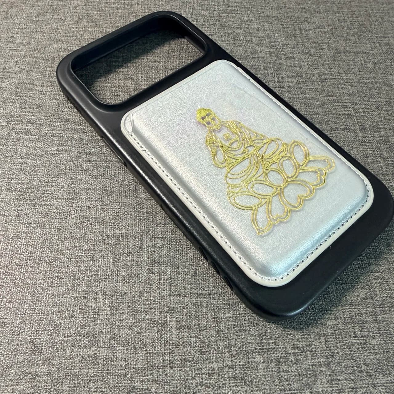 Buddhist Lucky Sticker Ornament Leather Magnetic Card Holder For Phone Wallet Upgraded Strong Magnet Adsorption