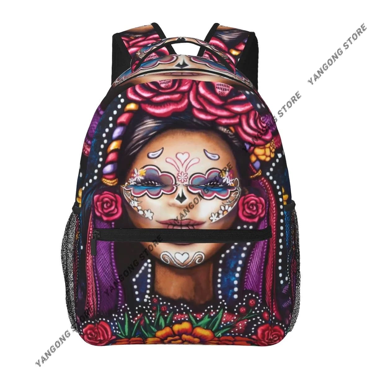 Zaino Dia De Los Muertos Day Of The Dead Woman, borse da scuola casual per ragazze adolescenti, borsa a tracolla, borse da viaggio